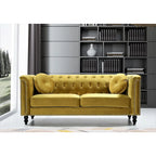 US Pride Vivian Classic Velvet Kittleson Nailhead Chesterfield Sofa