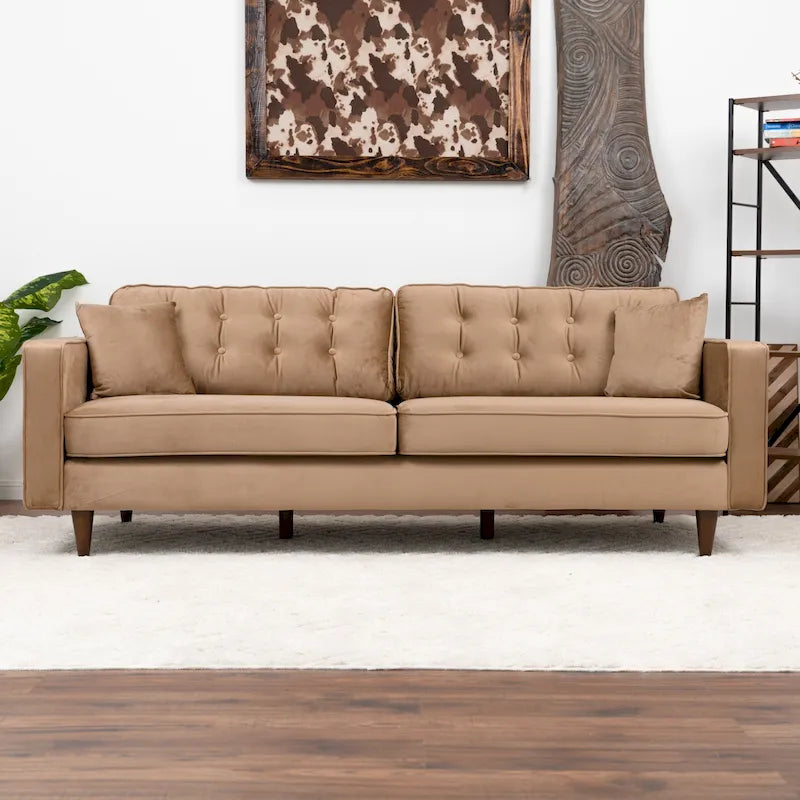 Orion Mid Century Modern Furniture Style Velvet Living Room Couch