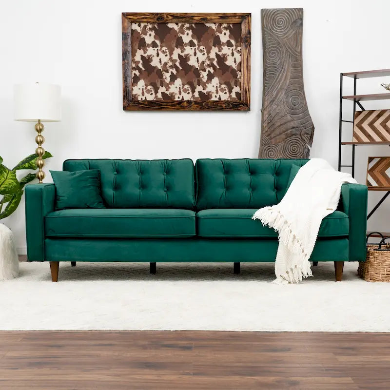 Orion Mid Century Modern Furniture Style Velvet Living Room Couch