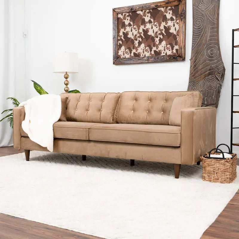 Orion Mid Century Modern Furniture Style Velvet Living Room Couch