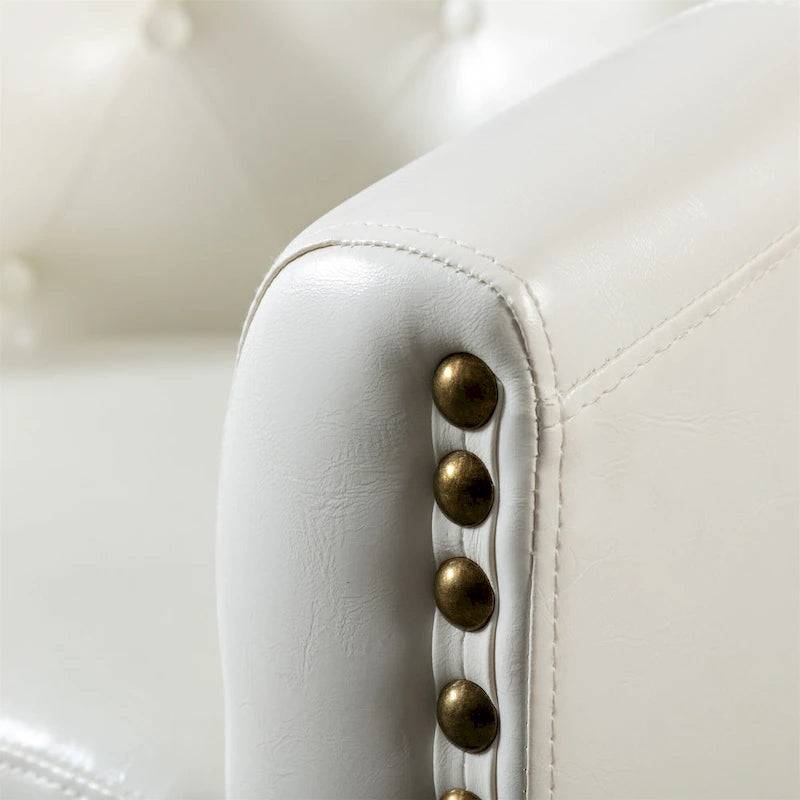 Contemporary PU Leather Club Chair with Recessed Arms and Nailhead Trim