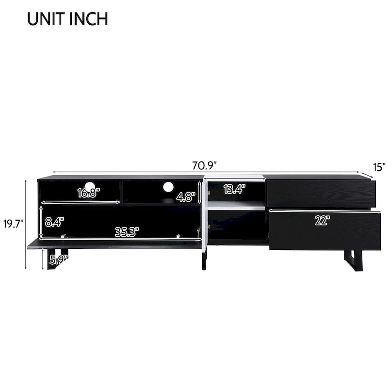 Modern TV Stand for 80 TV with Double Storage Space