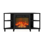 Furinno Jensen Metal Leg Corner Fireplce TV Stand for TV up to 55