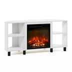 Furinno Jensen Metal Leg Corner Fireplce TV Stand for TV up to 55