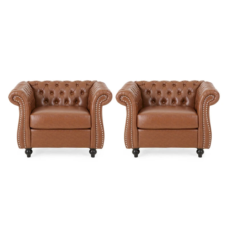 Silverdale Traditional Chesterfield Club Chairs (Set of 2)