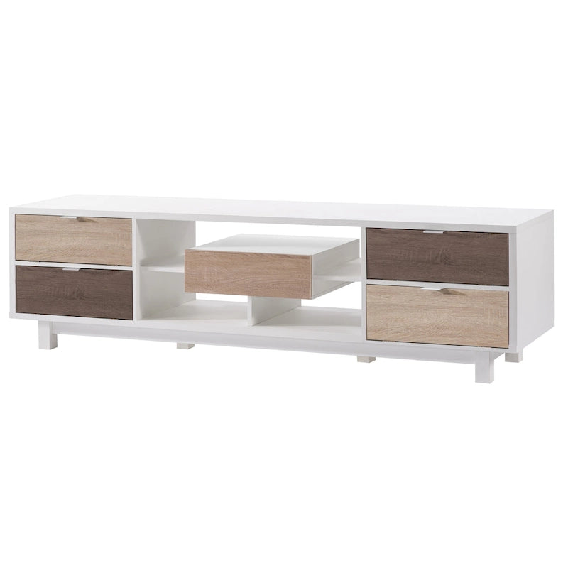 Yave Mid-century Modern White 70-inch Wood 2-Drawer TV Console by Furniture of America