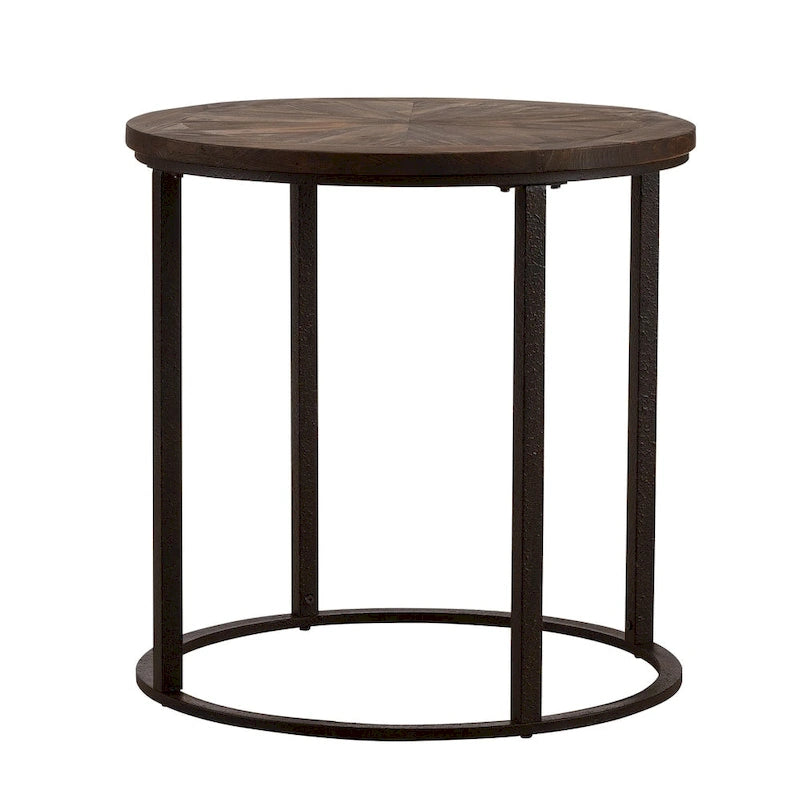 Darren Modern Rustic Farmhouse Reclaimed Wood Round Side Table