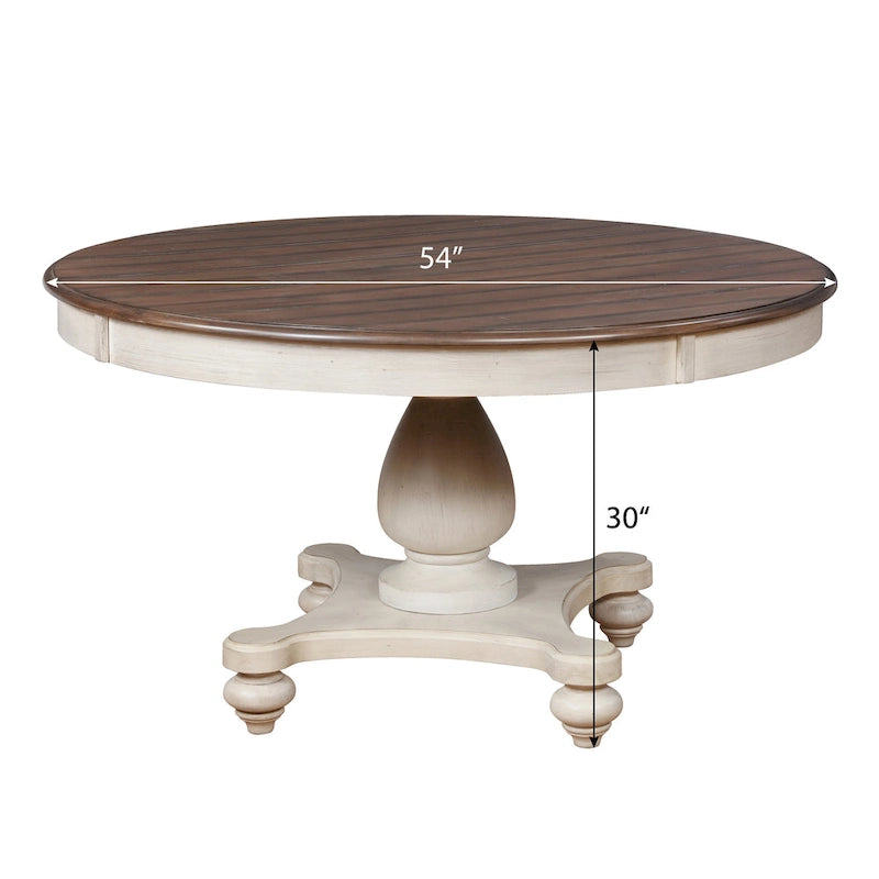 Arch Weathered Oak Round Dining Table - Weathered oak and white