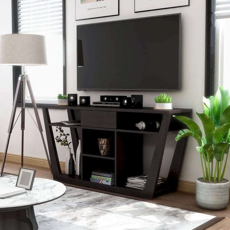 Dionte Modern 60-inch 6-Shelf 1-Drawer TV Console by Furniture of America