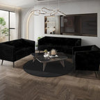 Corduroy Modern and Glamorous Velvet Upholstered 3-Piece Living Room Set