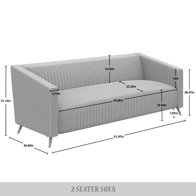 Corduroy Modern and Glamorous Velvet Upholstered 3-Piece Living Room Set