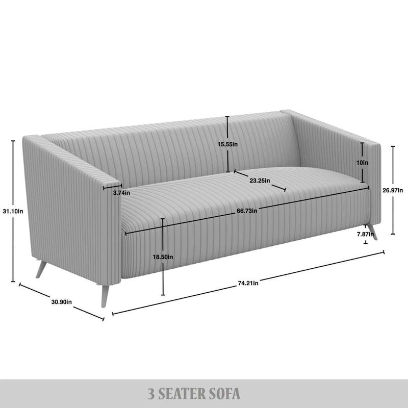 Corduroy Modern and Glamorous Velvet Upholstered 3-Piece Living Room Set