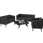 Corduroy Modern and Glamorous Velvet Upholstered 3-Piece Living Room Set