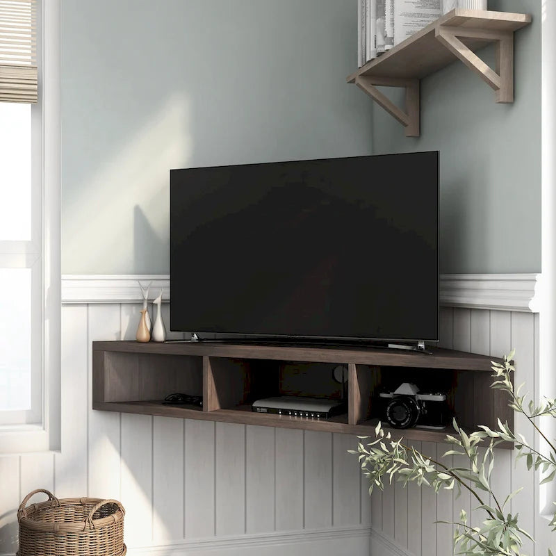 Furniture of America Sukhumi Transitional 47-inch 3-Shelf Wall-Mounted Corner TV Console