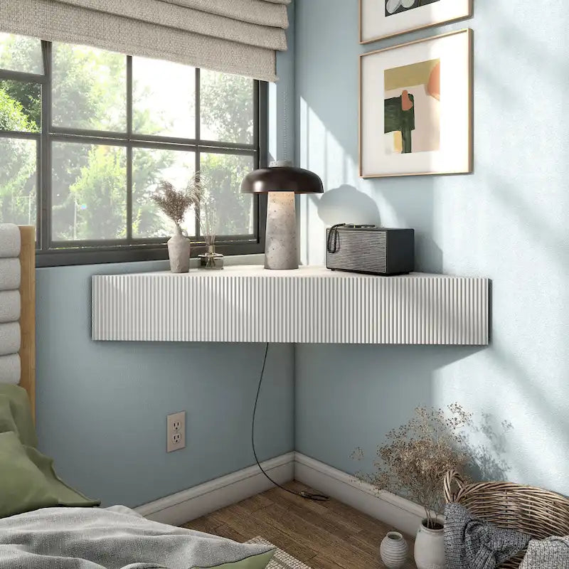 Furniture of America Sukhumi Transitional 47-inch 3-Shelf Wall-Mounted Corner TV Console