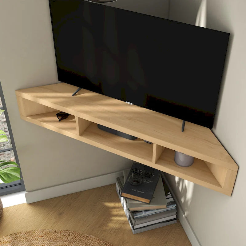 Furniture of America Sukhumi Transitional 47-inch 3-Shelf Wall-Mounted Corner TV Console