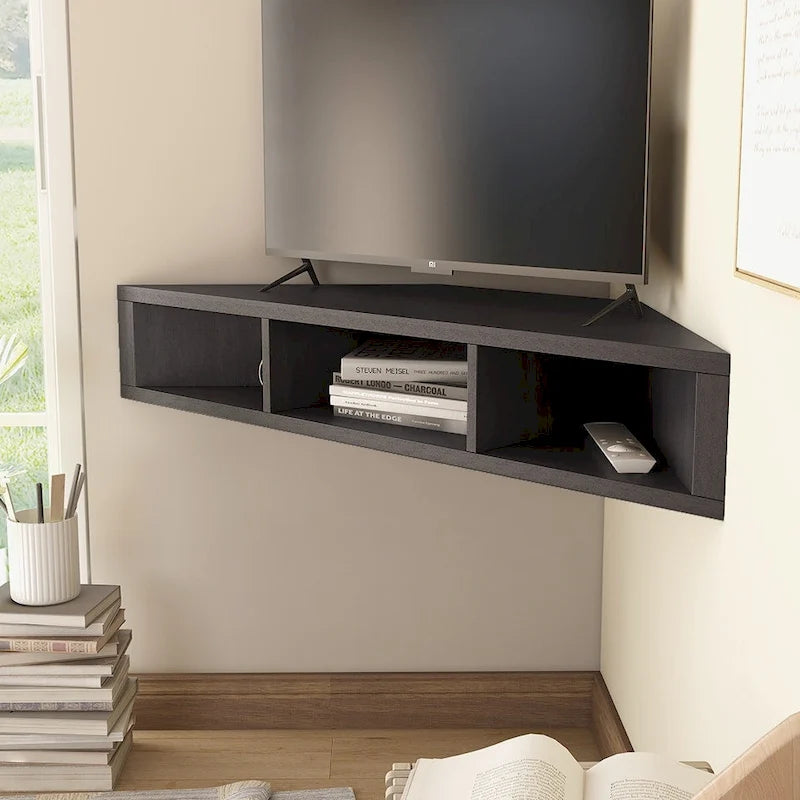 Furniture of America Sukhumi Transitional 47-inch 3-Shelf Wall-Mounted Corner TV Console