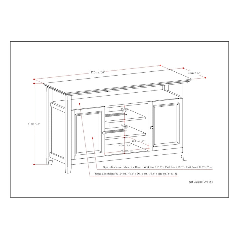 WYNDENHALL Halifax 54 inch Wide Solid Wood Transitional TV Stand - 54 W x 18.9 D x 31.9 H