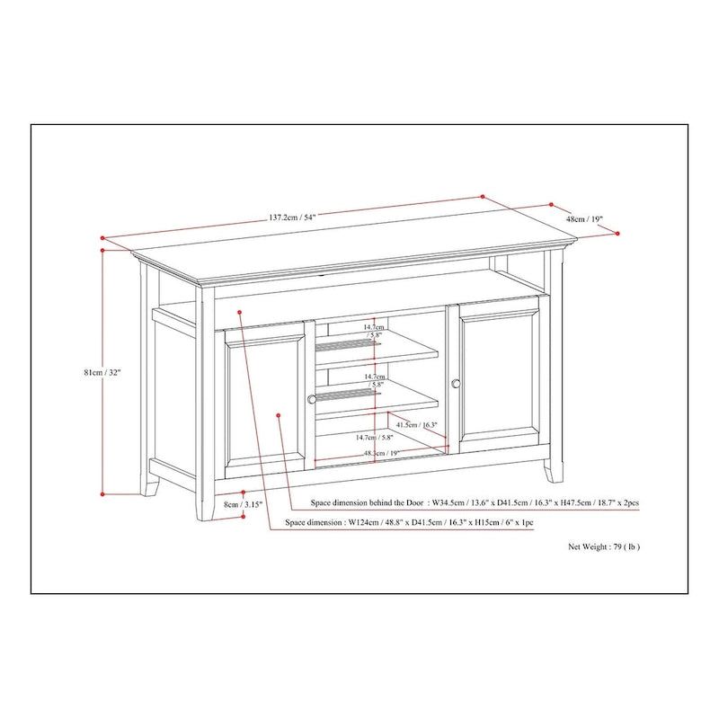WYNDENHALL Halifax 54 inch Wide Solid Wood Transitional TV Stand - 54 W x 18.9 D x 31.9 H