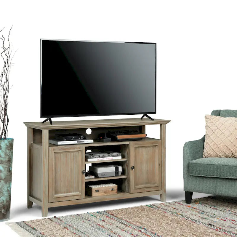 WYNDENHALL Halifax 54 inch Wide Solid Wood Transitional TV Stand - 54 W x 18.9 D x 31.9 H