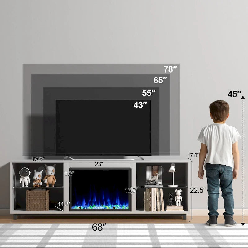 68 TV Cabinet with a 23 Electric Fireplace