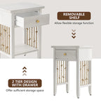 Distressed White End Table with Drawer - 14D x 18W x 26.4H