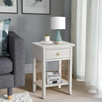 Distressed White End Table with Drawer - 14D x 18W x 26.4H