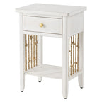 Distressed White End Table with Drawer - 14D x 18W x 26.4H