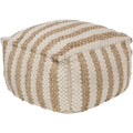 Striped Almeria Square Jute/Cotton Pouf (20 x 20 x 12)