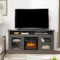 Contemporary TV Media Stand Modern Entertainment Console with 18 Fireplace Insert for TV Up to 65 with Open and Closed Storage