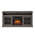 Contemporary TV Media Stand Modern Entertainment Console with 18 Fireplace Insert for TV Up to 65 with Open and Closed Storage