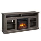 Contemporary TV Media Stand Modern Entertainment Console with 18 Fireplace Insert for TV Up to 65 with Open and Closed Storage