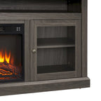 Contemporary TV Media Stand Modern Entertainment Console with 18 Fireplace Insert for TV Up to 65 with Open and Closed Storage