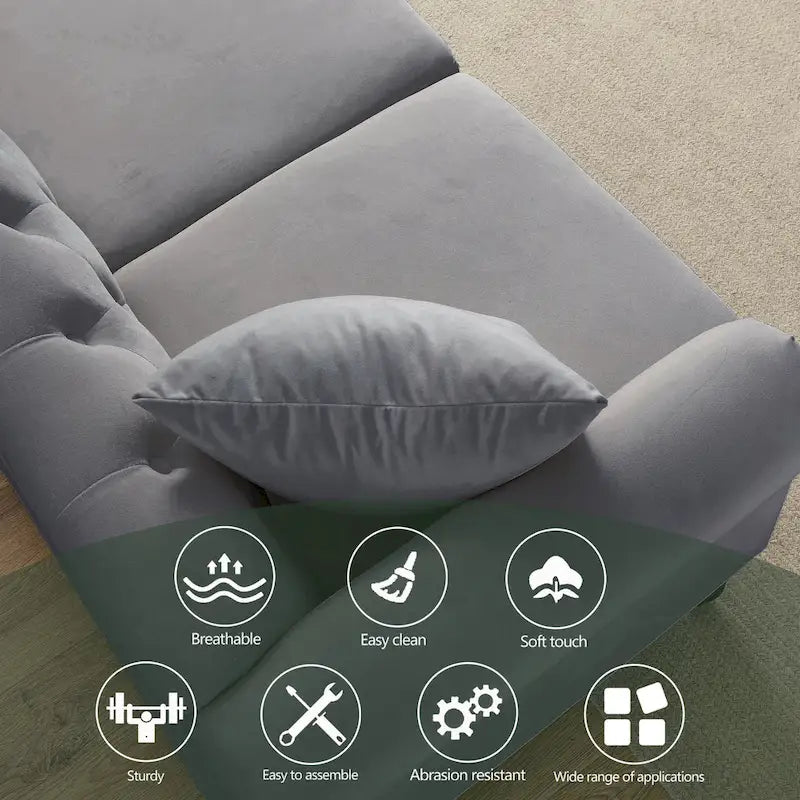 [Video] 79 Chesterfield Sofa Grey Velvet for Living Room, 3 Seater Sofa Tufted Couch with Rolled Arms and Nailhead for Living R