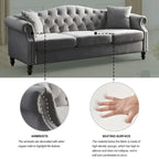 [Video] 79 Chesterfield Sofa Grey Velvet for Living Room, 3 Seater Sofa Tufted Couch with Rolled Arms and Nailhead for Living R