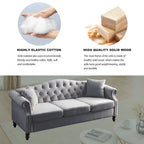 [Video] 79 Chesterfield Sofa Grey Velvet for Living Room, 3 Seater Sofa Tufted Couch with Rolled Arms and Nailhead for Living R
