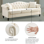 [Video] 79 Chesterfield Sofa Grey Velvet for Living Room, 3 Seater Sofa Tufted Couch with Rolled Arms and Nailhead for Living R