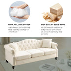 [Video] 79 Chesterfield Sofa Grey Velvet for Living Room, 3 Seater Sofa Tufted Couch with Rolled Arms and Nailhead for Living R