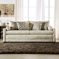 Breward Transitional Beige Chenille Upholstered Sofa with Pillows by Furniture of America