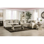 Breward Transitional Beige Chenille Upholstered Sofa with Pillows by Furniture of America