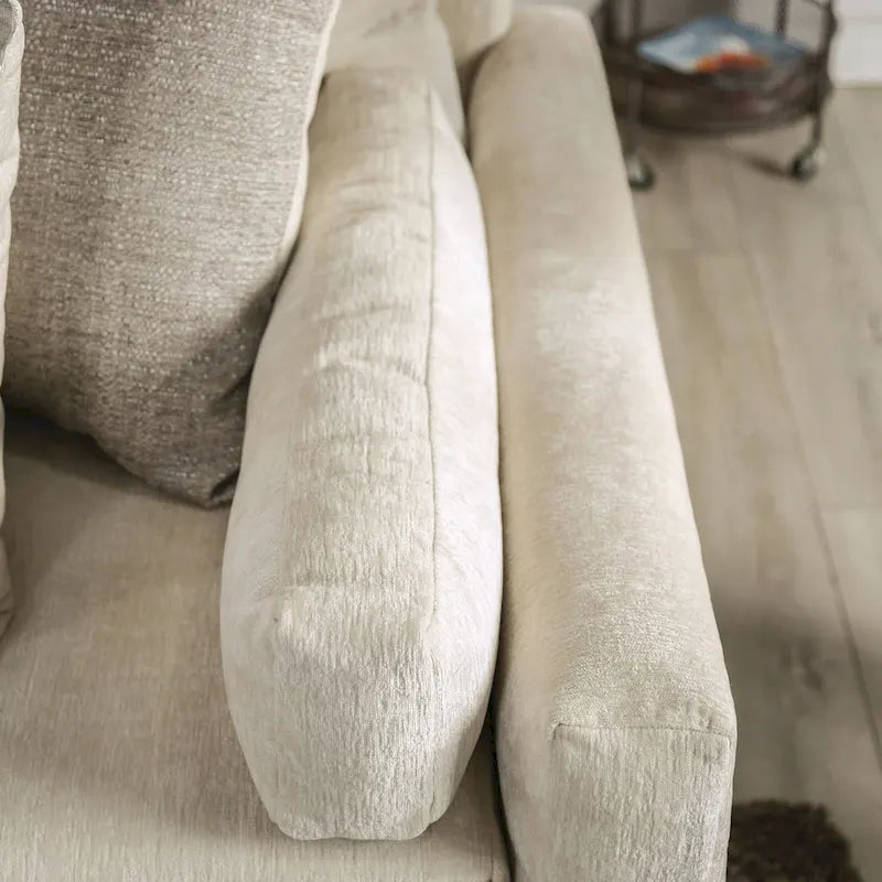 Breward Transitional Beige Chenille Upholstered Sofa with Pillows by Furniture of America