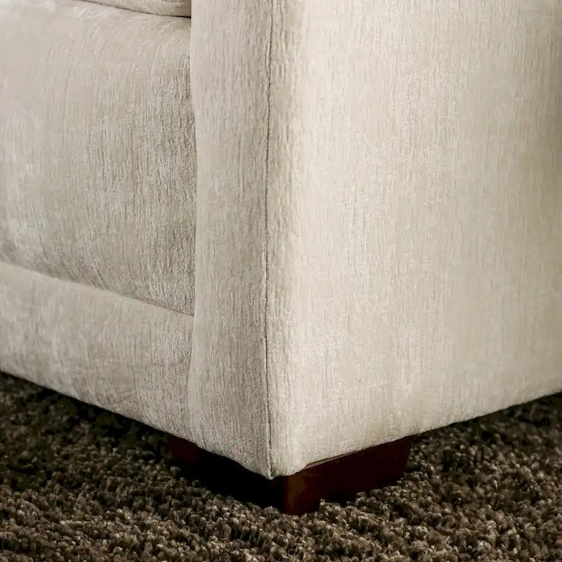 Breward Transitional Beige Chenille Upholstered Sofa with Pillows by Furniture of America