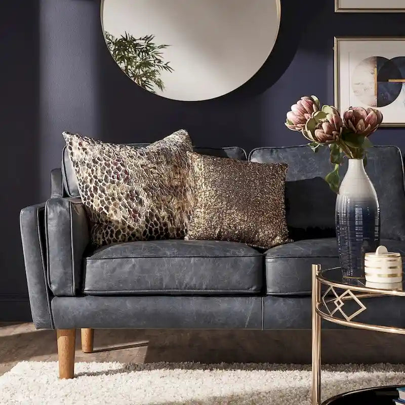 Darius Blue Oxford Leather Sofa