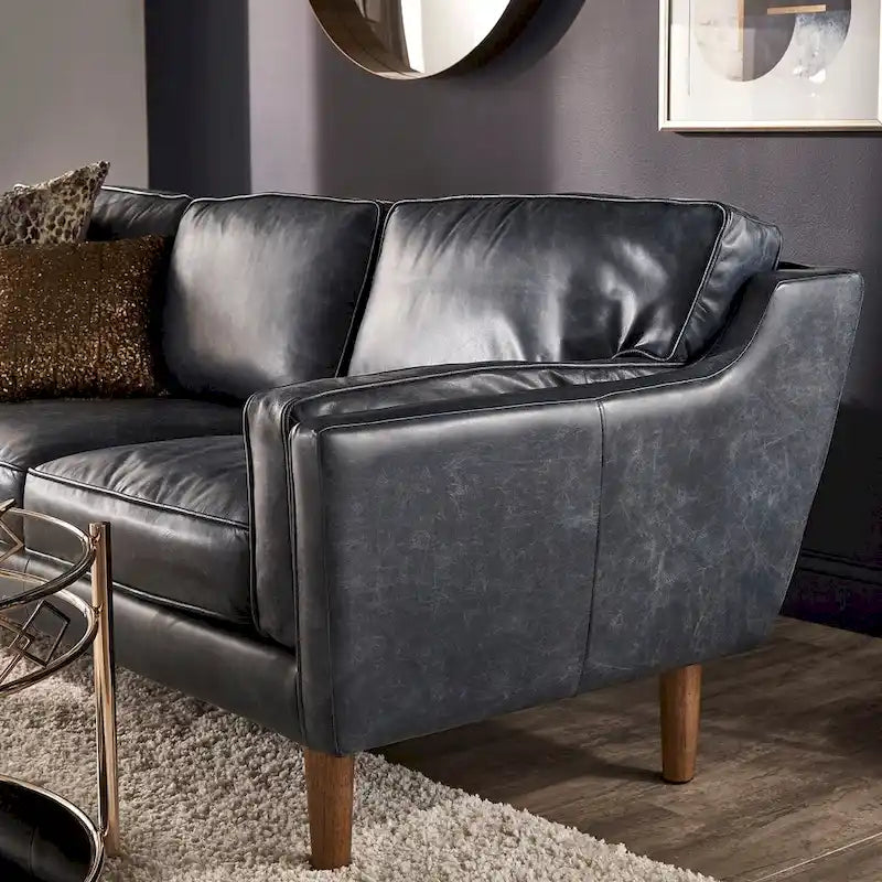 Darius Blue Oxford Leather Sofa