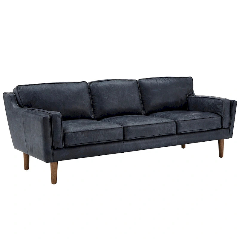 Darius Blue Oxford Leather Sofa