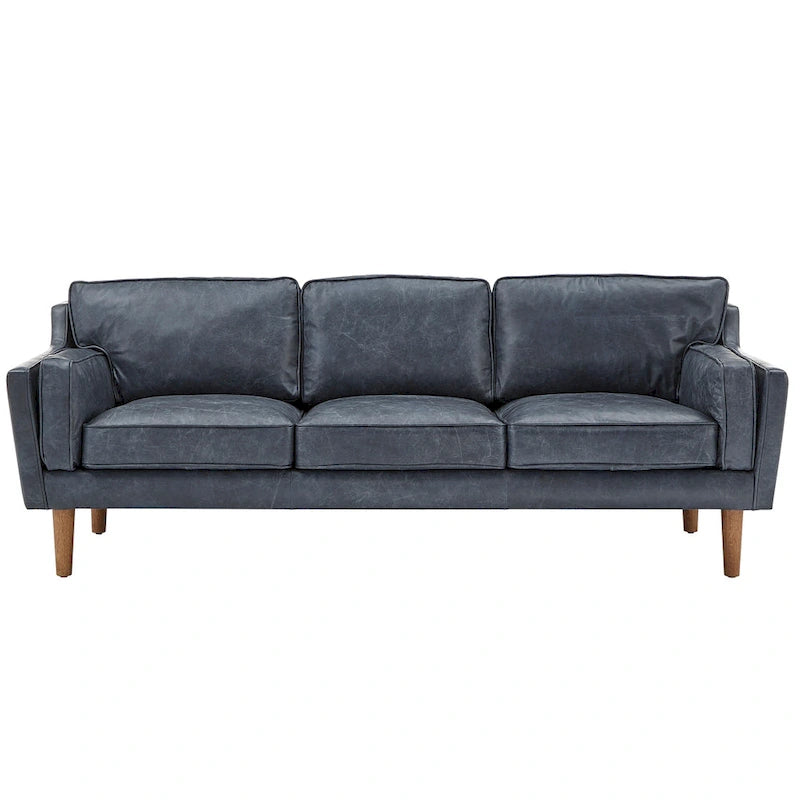 Darius Blue Oxford Leather Sofa