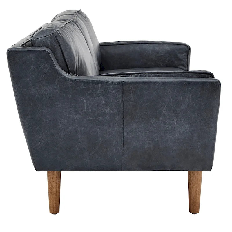 Darius Blue Oxford Leather Sofa
