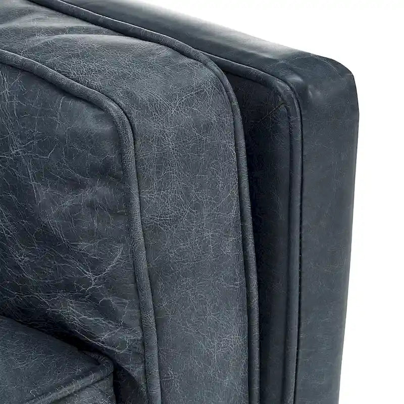 Darius Blue Oxford Leather Sofa