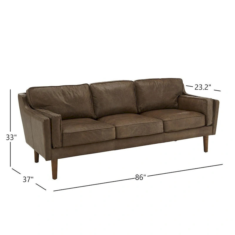 Darius Blue Oxford Leather Sofa