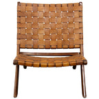 Brown Basket Weave Leather Lounge Chair